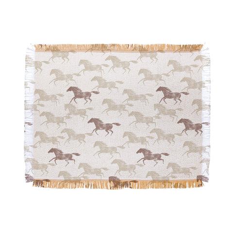 Little Arrow Design Co wild horses tan Throw Blanket