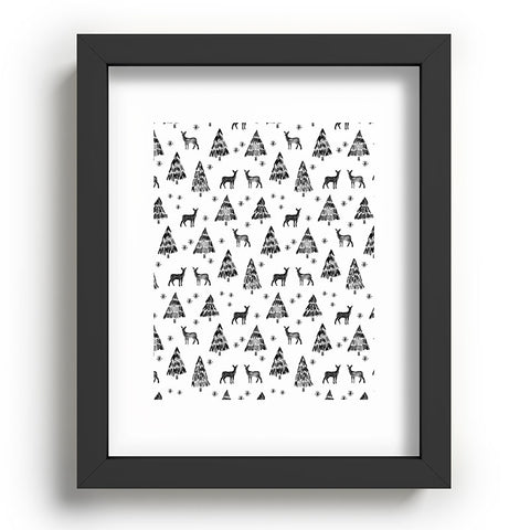Little Arrow Design Co winter deer in black watercolor Recessed Framing Rectangle
