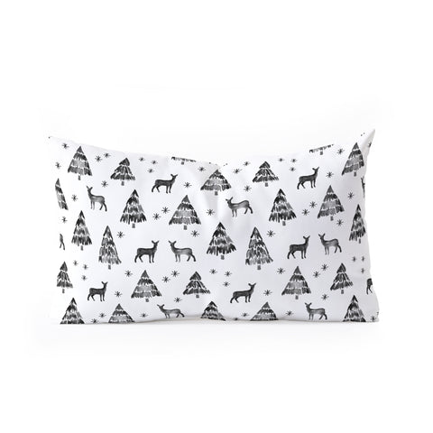 Little Arrow Design Co winter deer in black watercolor Oblong Throw Pillow