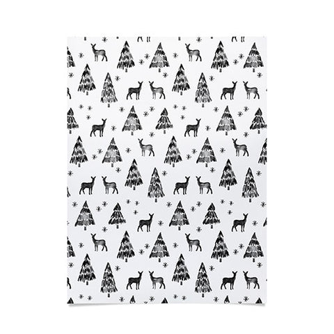Little Arrow Design Co winter deer in black watercolor Poster