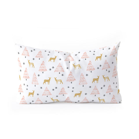 Little Arrow Design Co winter deer in blush watercolor Oblong Throw Pillow