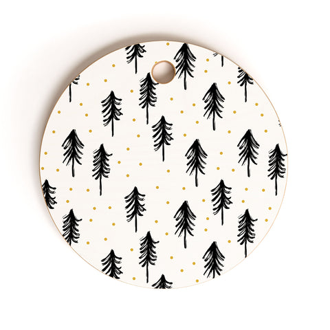 Little Arrow Design Co winter pines Cutting Board Round