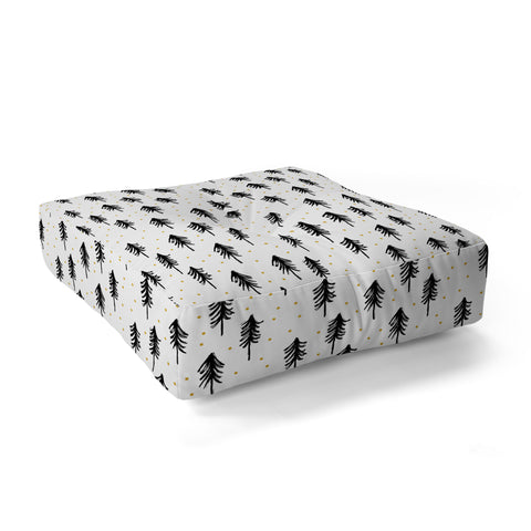 Little Arrow Design Co winter pines Floor Pillow Square