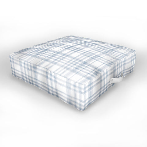 Little Arrow Design Co Winter Watercolor Plaid Blue Outdoor Floor Cushion