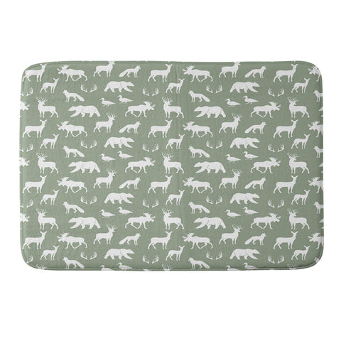 Little Arrow Design Co woodland on sage Memory Foam Bath Mat