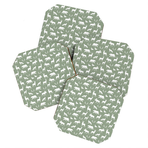 Little Arrow Design Co woodland on sage Coaster Set