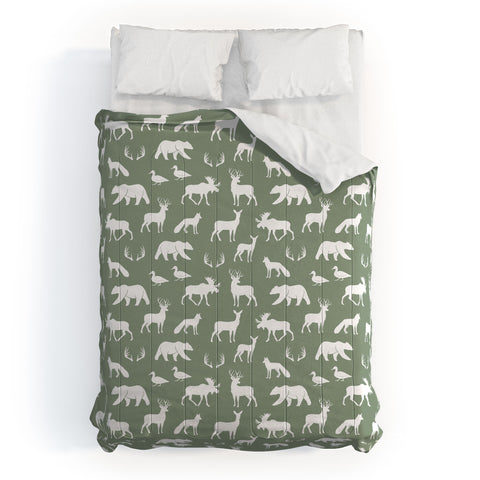 Little Arrow Design Co woodland on sage Comforter