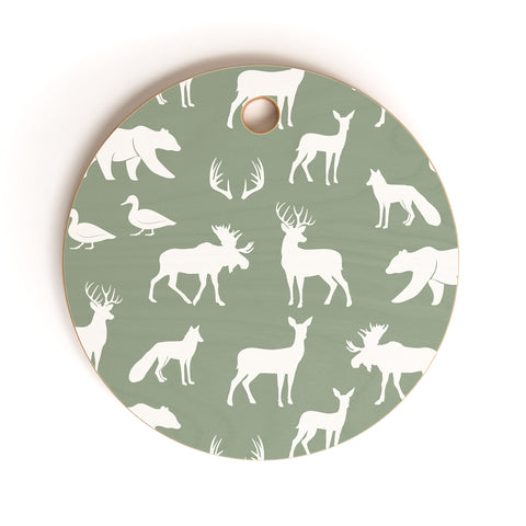 Little Arrow Design Co woodland on sage Cutting Board Round