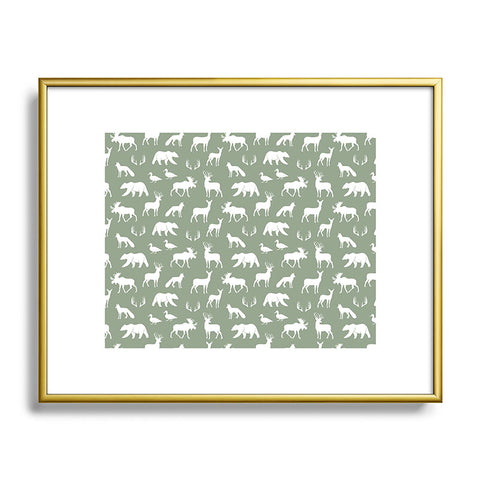 Little Arrow Design Co woodland on sage Metal Framed Art Print