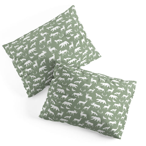 Little Arrow Design Co woodland on sage Pillow Shams