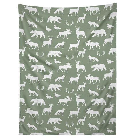 Little Arrow Design Co woodland on sage Tapestry