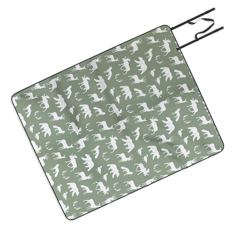 Little Arrow Design Co woodland on sage Picnic Blanket