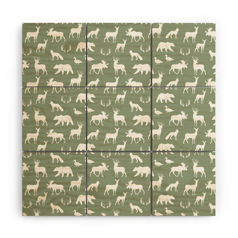 Little Arrow Design Co woodland on sage Wood Wall Mural