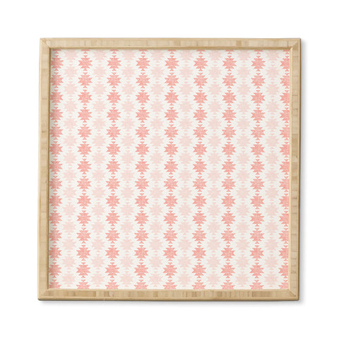 Little Arrow Design Co Woven Aztec in Coral Framed Wall Art