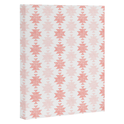 Little Arrow Design Co Woven Aztec in Coral Art Canvas