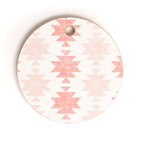 Little Arrow Design Co Woven Aztec in Coral Cutting Board Round