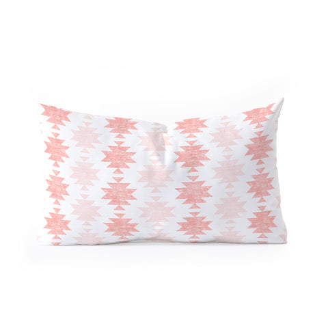 Little Arrow Design Co Woven Aztec in Coral Oblong Throw Pillow