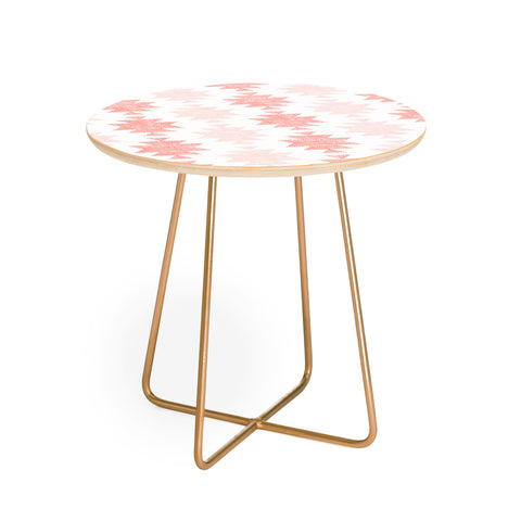 Little Arrow Design Co Woven Aztec in Coral Round Side Table