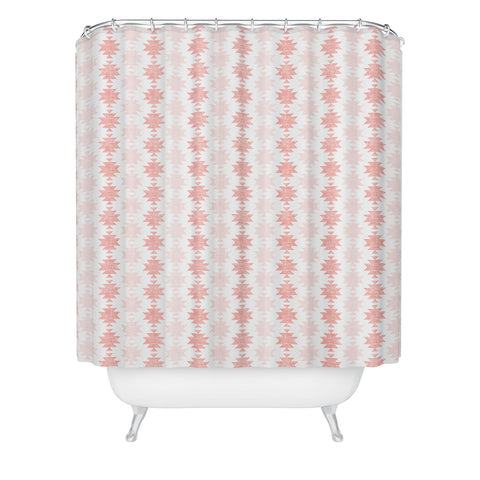 Little Arrow Design Co Woven Aztec in Coral Shower Curtain