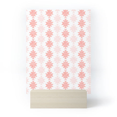 Little Arrow Design Co Woven Aztec in Coral Mini Art Print
