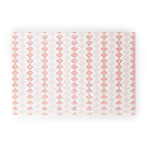Little Arrow Design Co Woven Aztec in Coral Welcome Mat