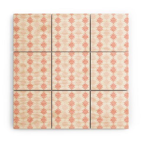 Little Arrow Design Co Woven Aztec in Coral Wood Wall Mural
