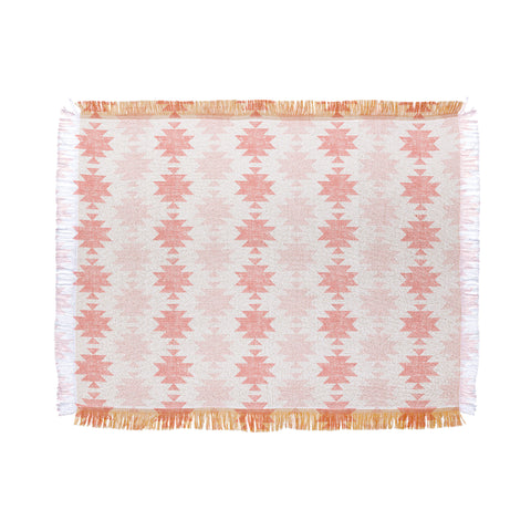 Little Arrow Design Co Woven Aztec in Coral Throw Blanket