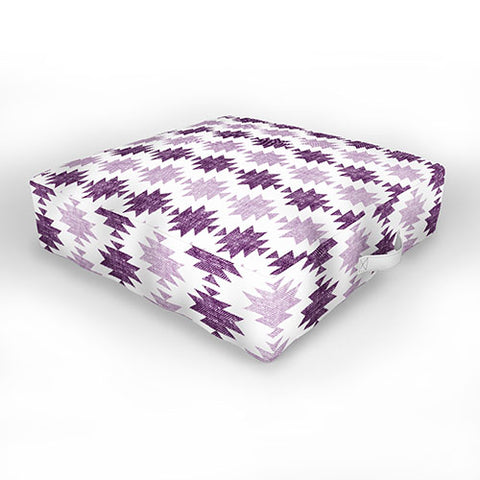 Little Arrow Design Co Woven Aztec in Eggplant Outdoor Floor Cushion