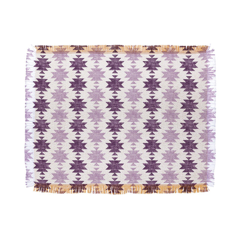 Little Arrow Design Co Woven Aztec in Eggplant Throw Blanket