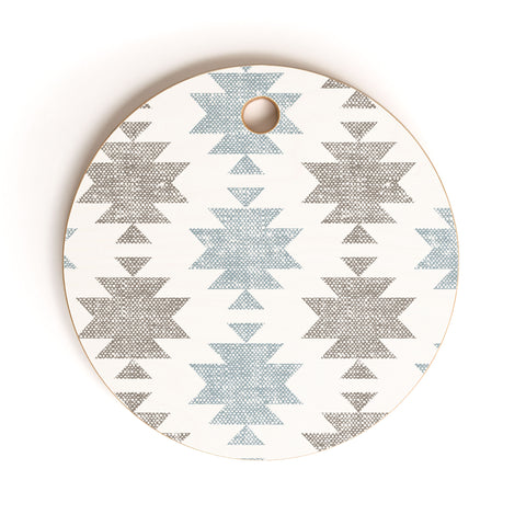 Little Arrow Design Co Woven Aztec in Muted Blue Cutting Board Round