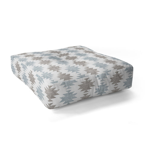 Little Arrow Design Co Woven Aztec in Muted Blue Floor Pillow Square