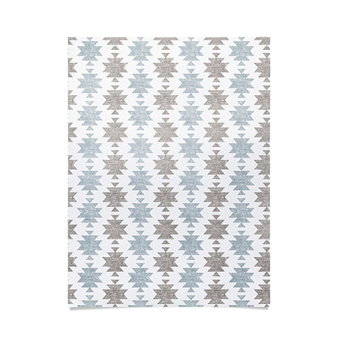 Little Arrow Design Co Woven Aztec in Muted Blue Poster