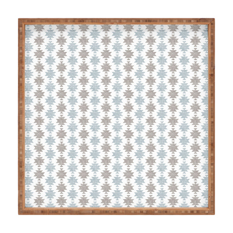 Little Arrow Design Co Woven Aztec in Muted Blue Square Tray