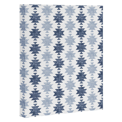 Little Arrow Design Co Woven Aztec in Navy Art Canvas