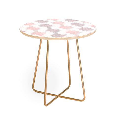 Little Arrow Design Co Woven Aztec in Peach Round Side Table