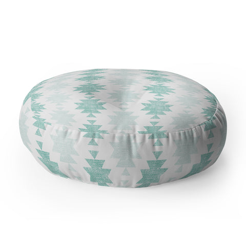 Little Arrow Design Co Woven Aztec in Teal Floor Pillow Round