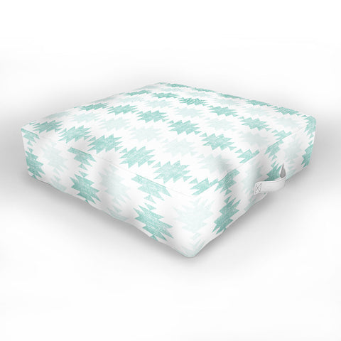 Little Arrow Design Co Woven Aztec in Teal Outdoor Floor Cushion