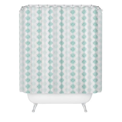 Little Arrow Design Co Woven Aztec in Teal Shower Curtain