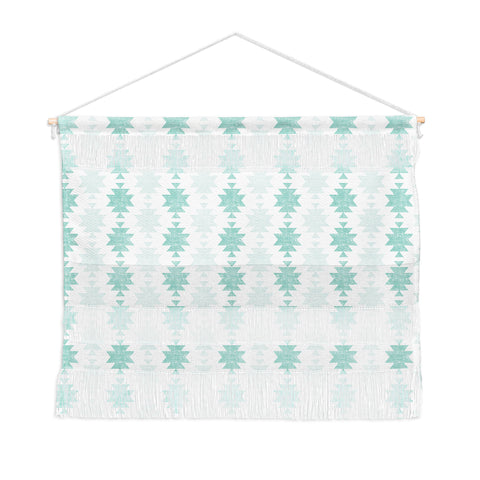 Little Arrow Design Co Woven Aztec in Teal Wall Hanging Landscape