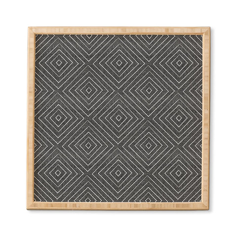 Little Arrow Design Co woven diamonds charcoal Framed Wall Art
