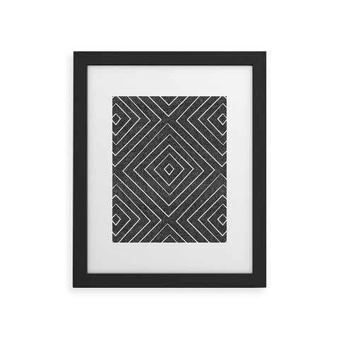 Little Arrow Design Co woven diamonds charcoal Framed Art Print