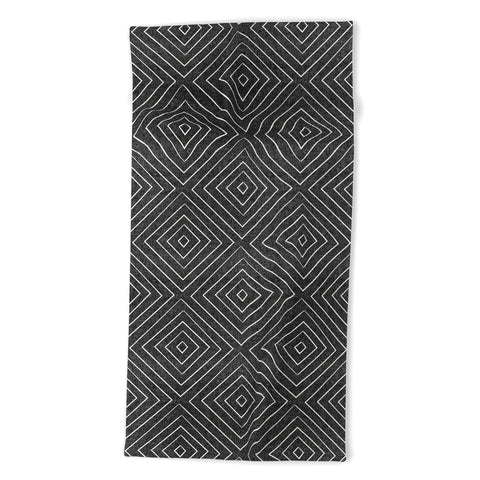 Little Arrow Design Co woven diamonds charcoal Beach Towel