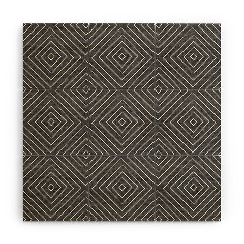 Little Arrow Design Co woven diamonds charcoal Wood Wall Mural