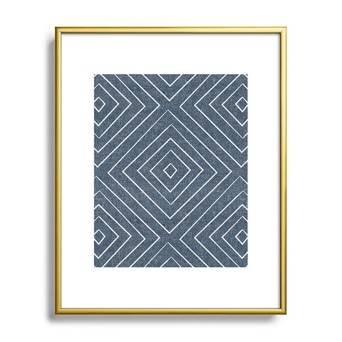 Little Arrow Design Co woven diamonds dark blue Metal Framed Art Print