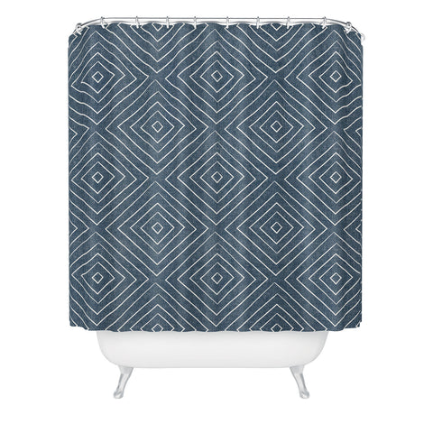 Little Arrow Design Co woven diamonds dark blue Shower Curtain