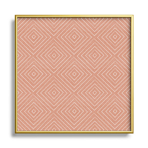 Little Arrow Design Co woven diamonds terracotta Metal Square Framed Art Print