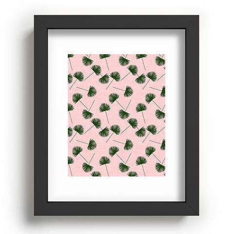 Little Arrow Design Co Woven Fan Palm Green on Pink Recessed Framing Rectangle