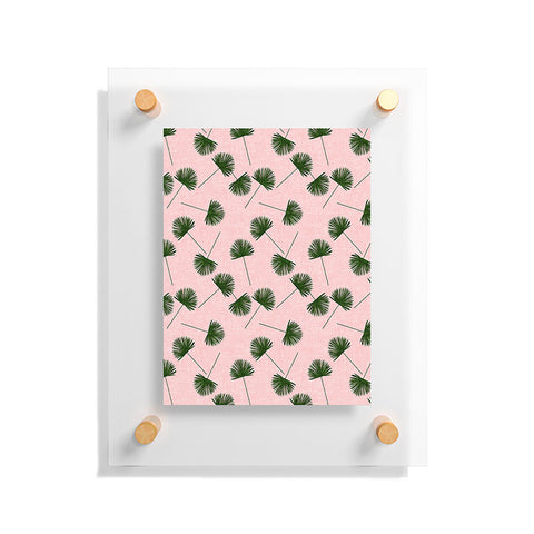 Little Arrow Design Co Woven Fan Palm Green on Pink Floating Acrylic Print