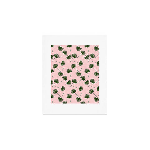 Little Arrow Design Co Woven Fan Palm Green on Pink Art Print