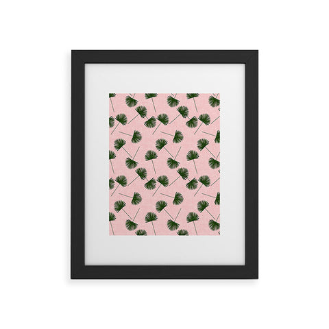 Little Arrow Design Co Woven Fan Palm Green on Pink Framed Art Print